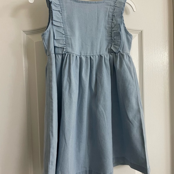 Girls ruffle trim square neck denim dress - Picture 6 of 6